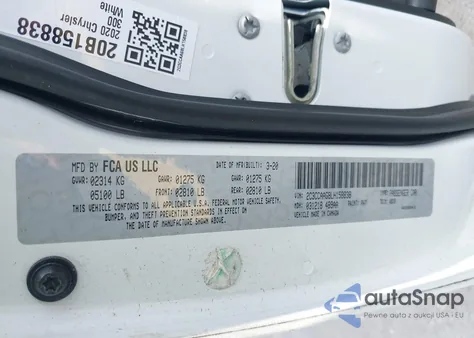 2020 Chrysler 300 Touring из США, поврежденный, VIN 2C3CCAAG8LH158838